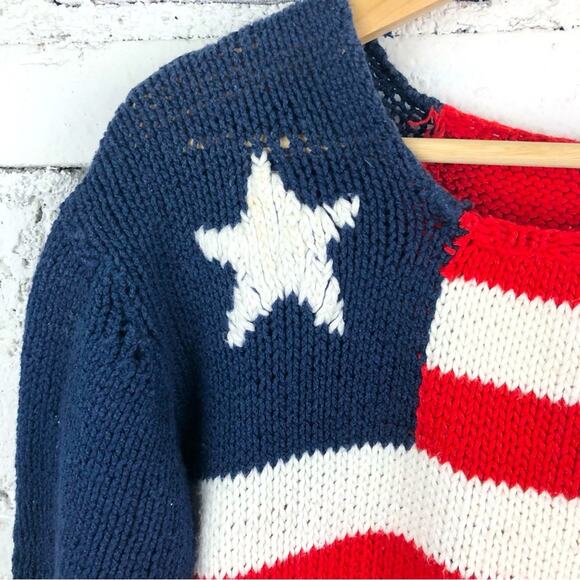 Vintage Hand Knitted American Flag Sweater - Picture 2 of 4